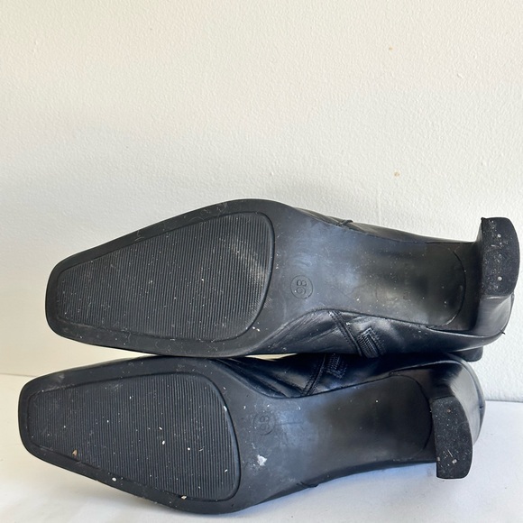 Vintage Y2k black leather ancle boots square toe Peter nygard shoes - Picture 8 of 8